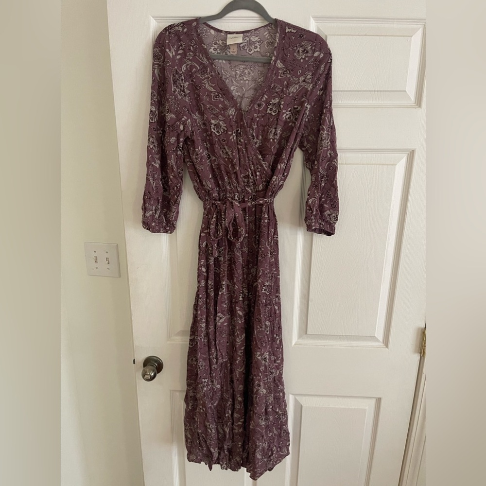 Women’s Knox Rose Dark Purple Paisley Maxi Dress Wrap Tie Dress